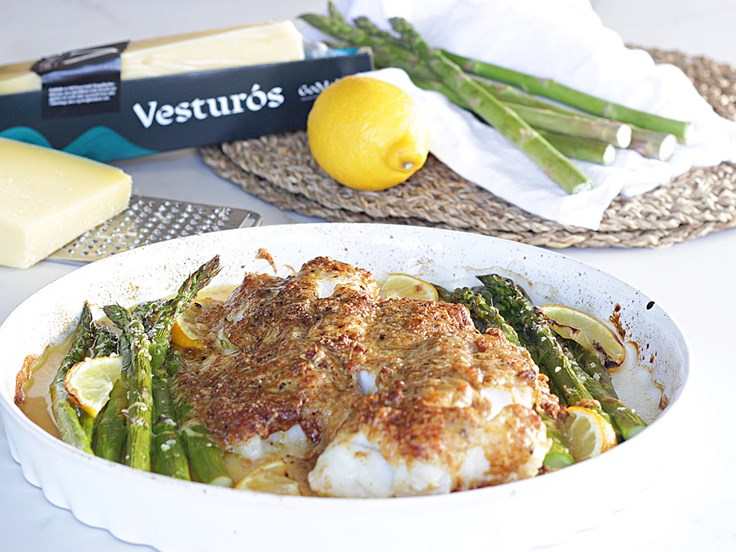 Mánudagur – Bakaður fiskur með Goðdala osti og aspas