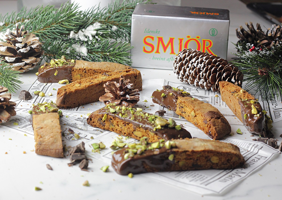 Biscotti með súkkulaði og pistasíuhnetum