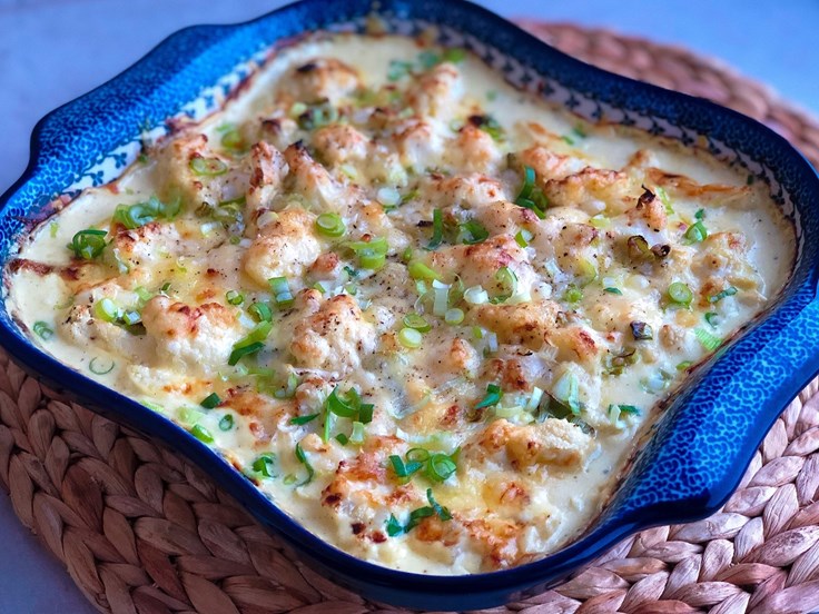 Fimmtudagur - Blómkálsgratín með hvítlauks- og ostasósu - Ketó