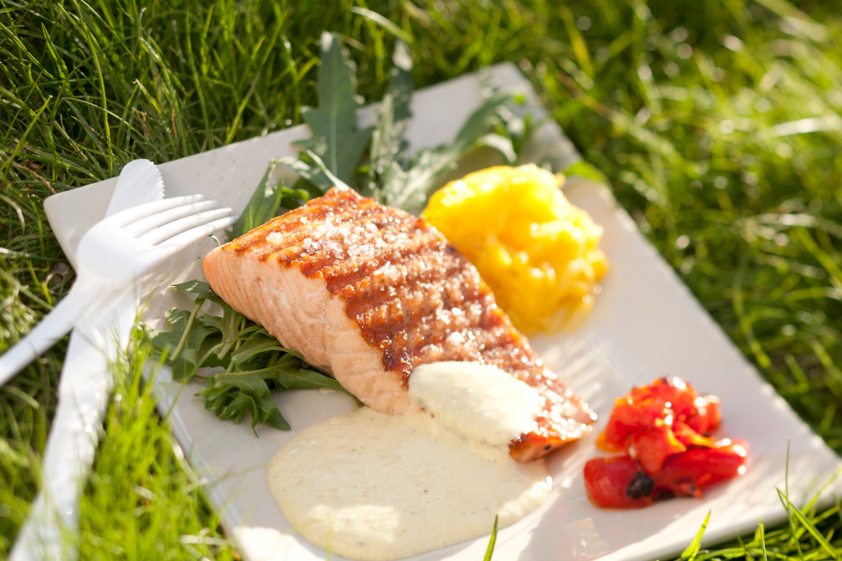 Grillaður lax með mangó sósu
