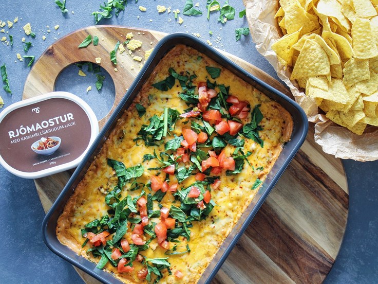 Laugardagur – Taco ídýfa með cheddar, spínati og mexíkóskum kryddosti