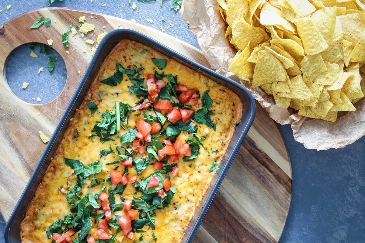 Taco ídýfa með cheddar, spínati og mexíkóskum kryddosti