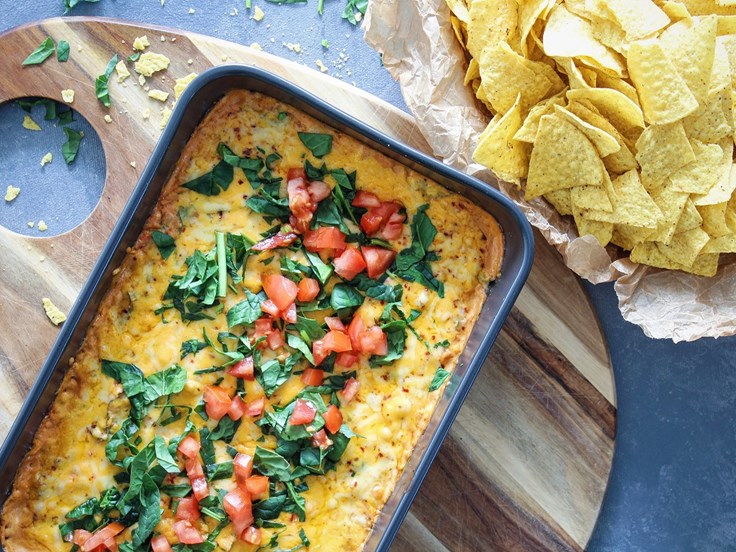 Laugardagur – Taco ídýfa með cheddar, spínati og mexíkóskum kryddosti