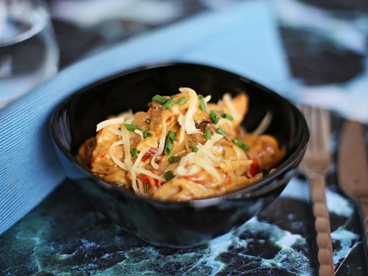 Miðvikudagur - Kjúklingapasta með stökkum beikonbitum