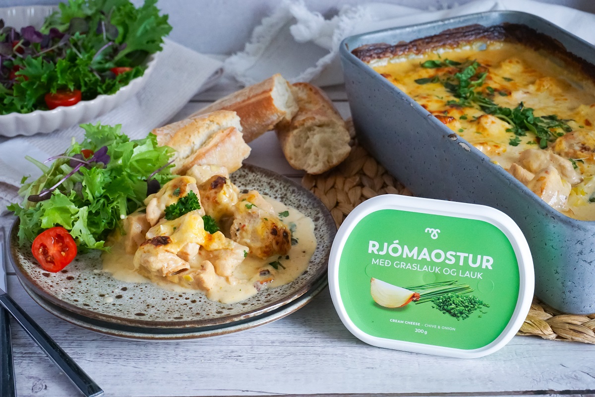 Kjúklingaréttur með rjómaosti og sweet chili sósu