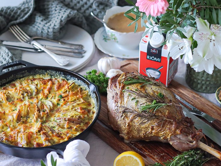 Sunnudagur - Lambalæri með sinnepssósu og kartöflugratíni