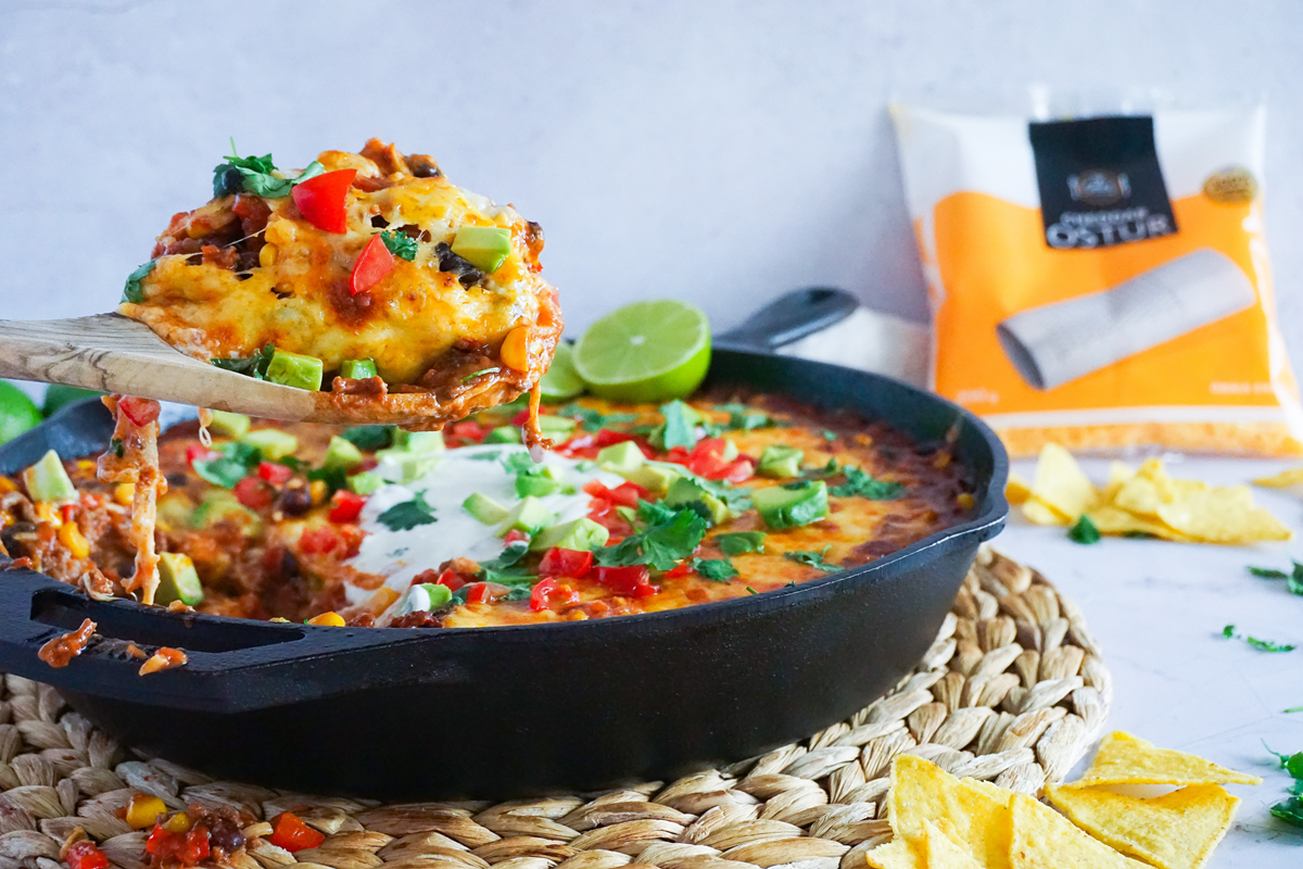 Mexíkó panna með hakki og cheddar