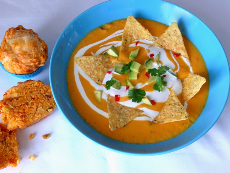 Miðvikudagur – Mexíkósk sæt kartöflusúpa og brauðmöffins