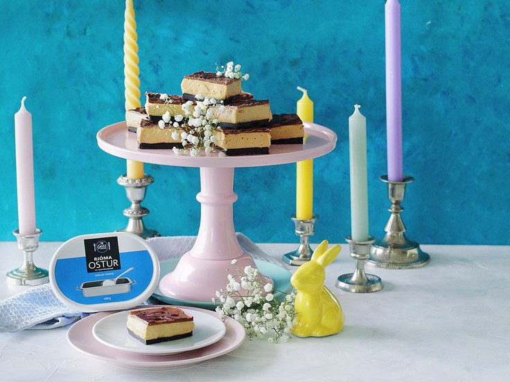 Laugardagur – Ostakökubitar með hnetusmjöri og súkkulaði