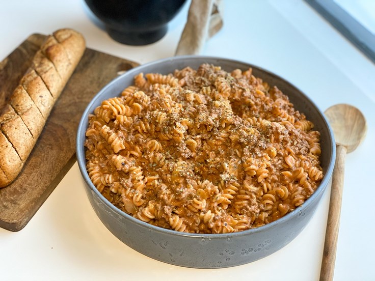 Miðvikudagur - Pastaréttur með nautahakki, rjóma og cheddar