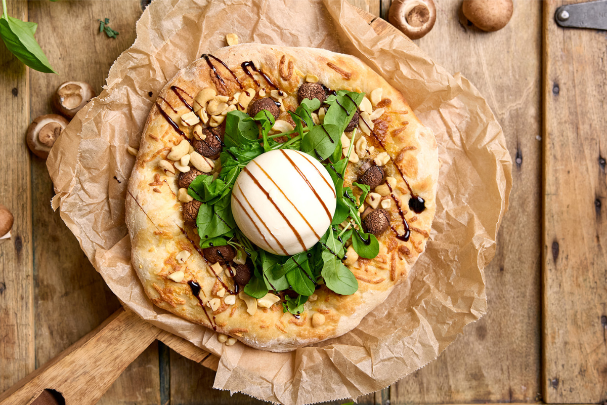 Sveppapizza með burrata