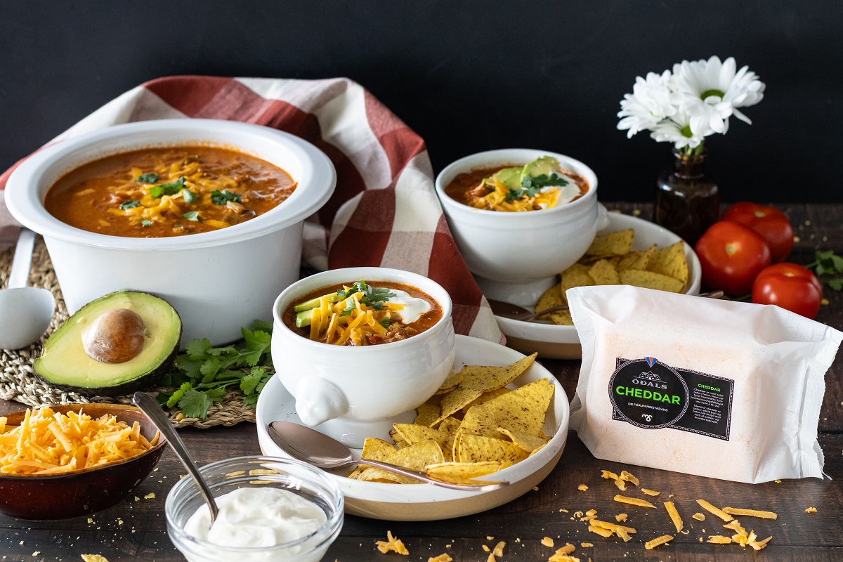 Taco súpa með cheddar og sýrðum rjóma