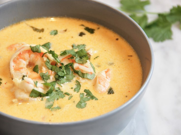 Mánudagur – Tælensk súpa með risarækjum