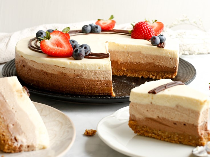 Sunnudagur - Þriggja laga súkkulaði ostakaka