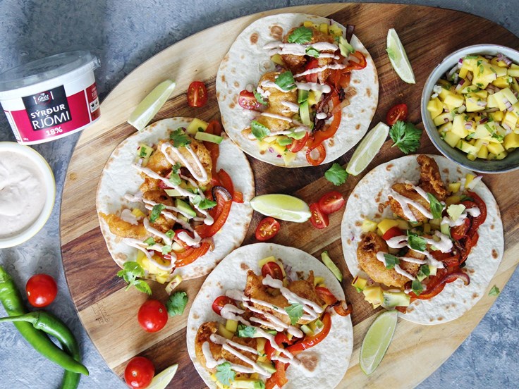 Laugardagur – Truflað fajitas með tempura risarækjum