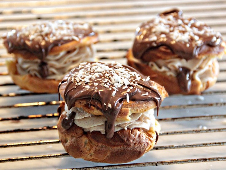 Bollur með kanil rjómaostakremi, Nutella og kókos